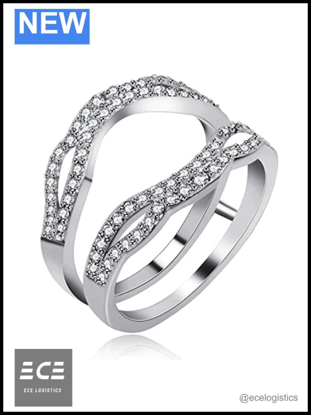 925 Sterling Silver Ring Enhancer Wedding Engagement White Gold Plated